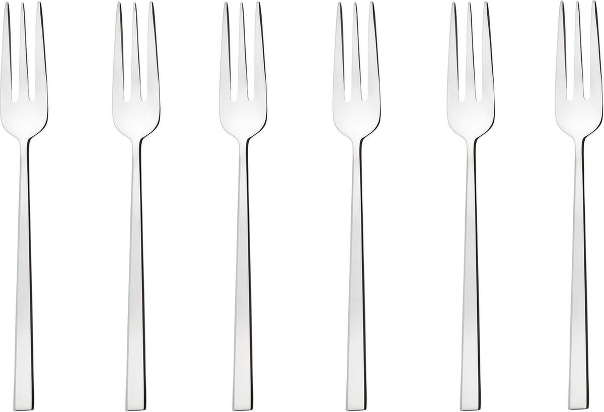 Goedkoopste Sambonet Gebaksvorkjes Rock Zilver 6 Stuks