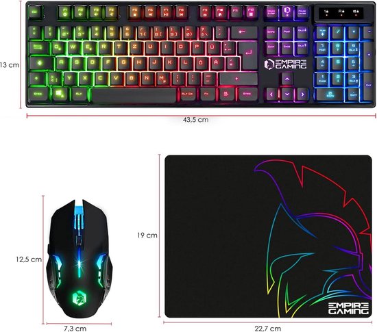 Empire Gaming Armor RF800 Draadloze set met toetsenbord en muis, RGB