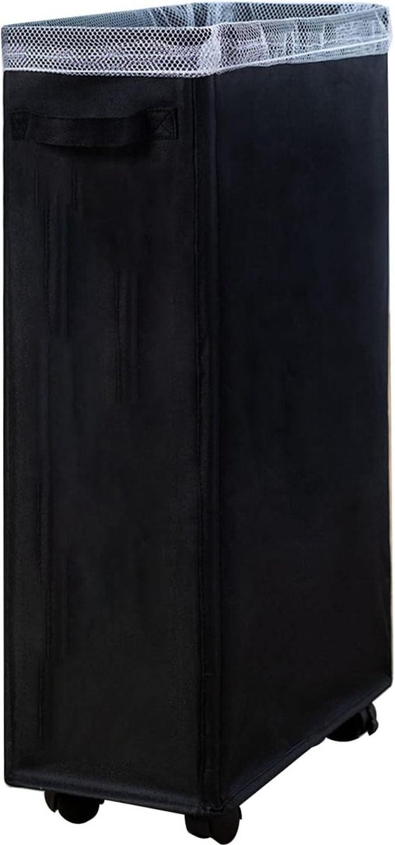 Goedkoopste Opvouwbare Slimme Rolling Sorteerder en Organizer op Wielen - Hoge Dunne Zwarte Wasmand Mand - Vuile Wasmand Opbergbak voor Thuisgebruik