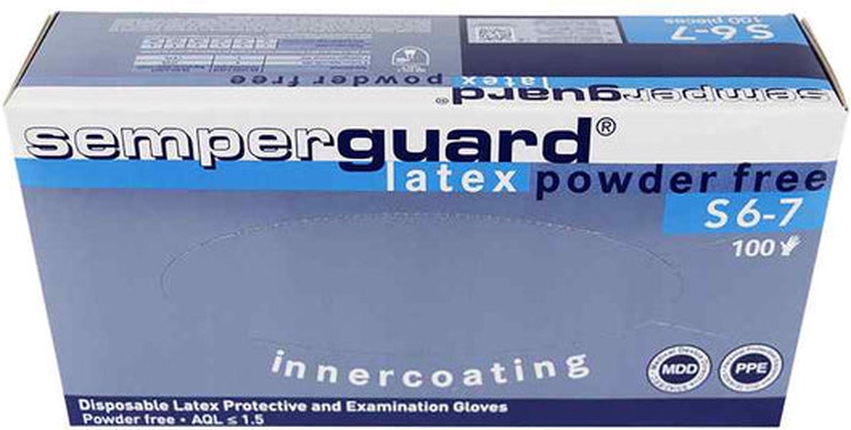 Goedkoopste Voordeelverpakking van 17 x Semperguard latex handschoenen - wit - poedervrij - IC - small - 100 stuks