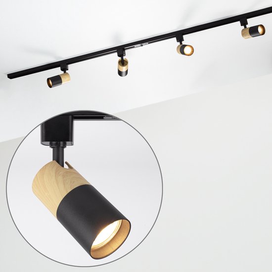 Foto: Modern 1 fase railsysteem 3 meter met liam spots met gouden detail