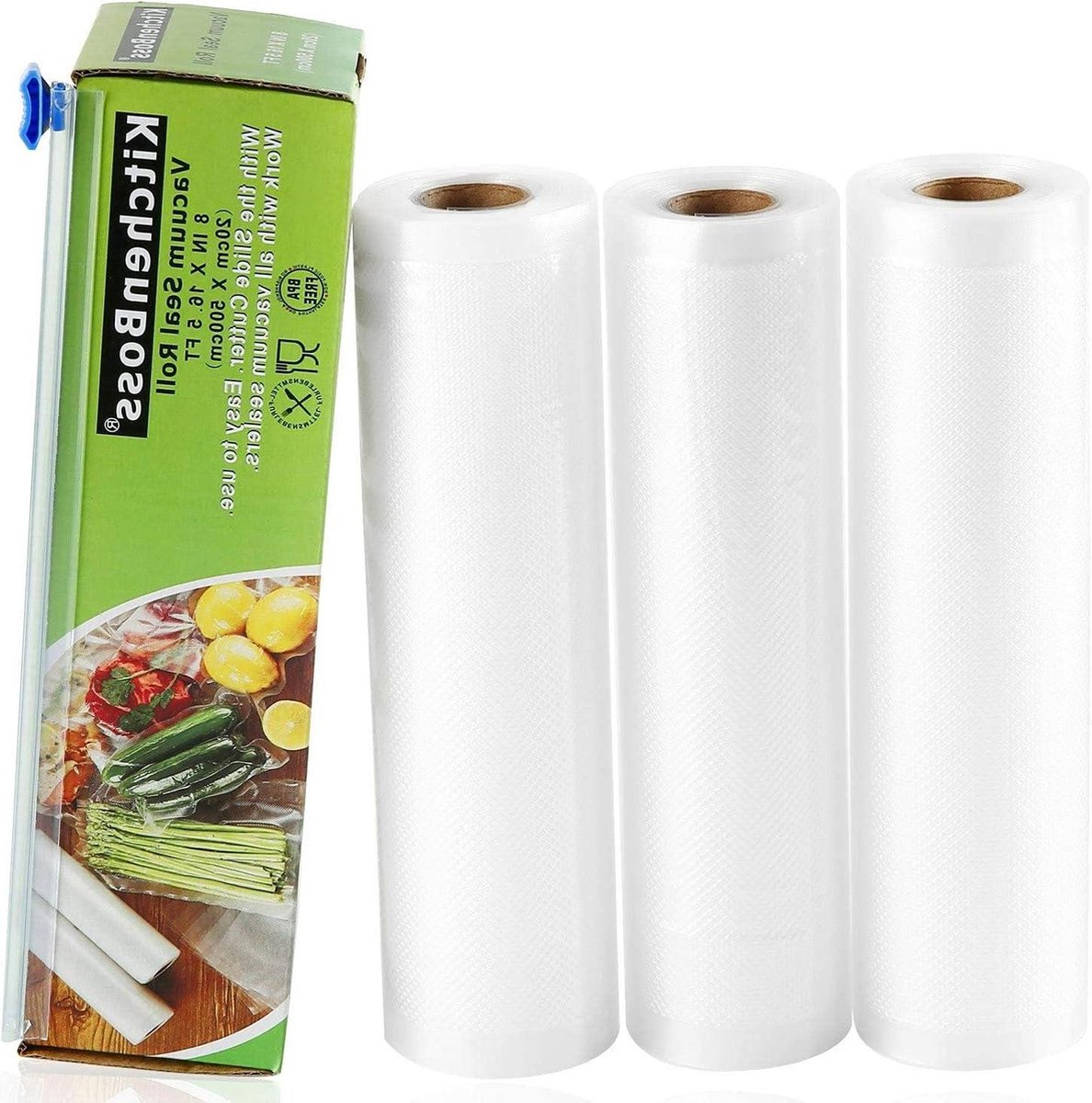 Professionele vacuümzakken - 3 rollen 20 x 500 cm - met snijbox - sous vide keuken - BPA-vrij