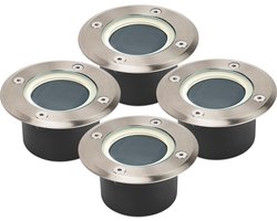 Brendz 4 stuks Solar Grondspot voor Buiten LED, 20 Lumen, IP67 Waterdicht, 3000K Warm Wit Licht, Lithium-Polymeer Batterij, Solar Tuinverlichting Grondspots,…