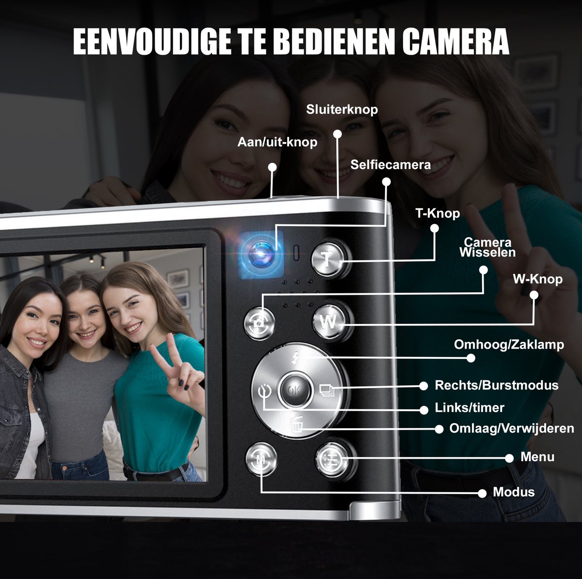 K&L Digitale Camera 4K 48MP – Compact met 16x Zoom thumbnail 7