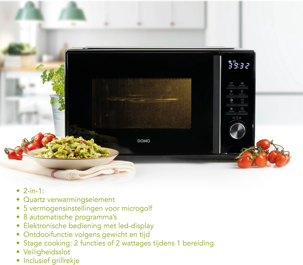 DOMO DO22501G Microgolfoven/Magnetron met grill - 25 L - 1000 W thumbnail 4
