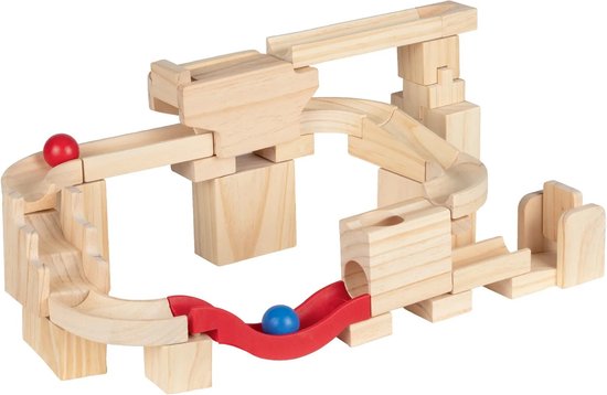 playtive knikkerbaan van FSC-gecertificeerd hout - Verschillende opbouwmogelijkheden - incl 2 kunststof knikkers - 28-delig