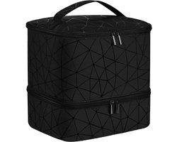 foto van Nagellakkoffer - Zwart - Koffer voor Nagellak en Nageldroger - Twee-delig - Veel opbergruimte