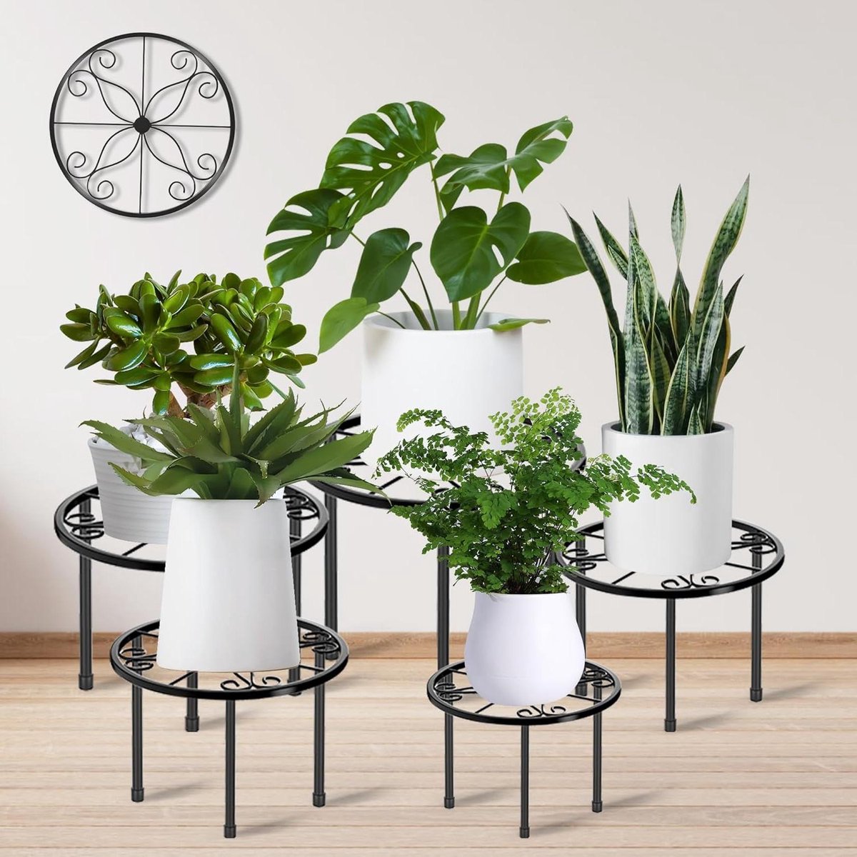 Green Harmony set-plantenstandaards-zware bloempotstandaards-voor meerdere plantenrekken-roestwerende metalen ronde standaard-voor kamer binnen-en buiten binnenplaats tuinen plantenrek