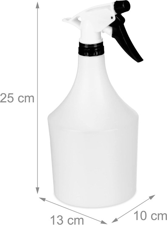 Belfont 3 Stuks Spuitflessen – 1 Liter, Leeg, Met Instelbare Sproeikop, Zuurbestendig, Voor Planten, Reiniging, Autoverzorging & Desinfectie, Wit, Universeel Inzetbaar