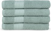 4x serviettes éponge en coton premium vert clair - 50x100 - qualité hôtelière - merveilleusement douces et souples - absorbant l'humidité - bord tissé - aspect luxueux