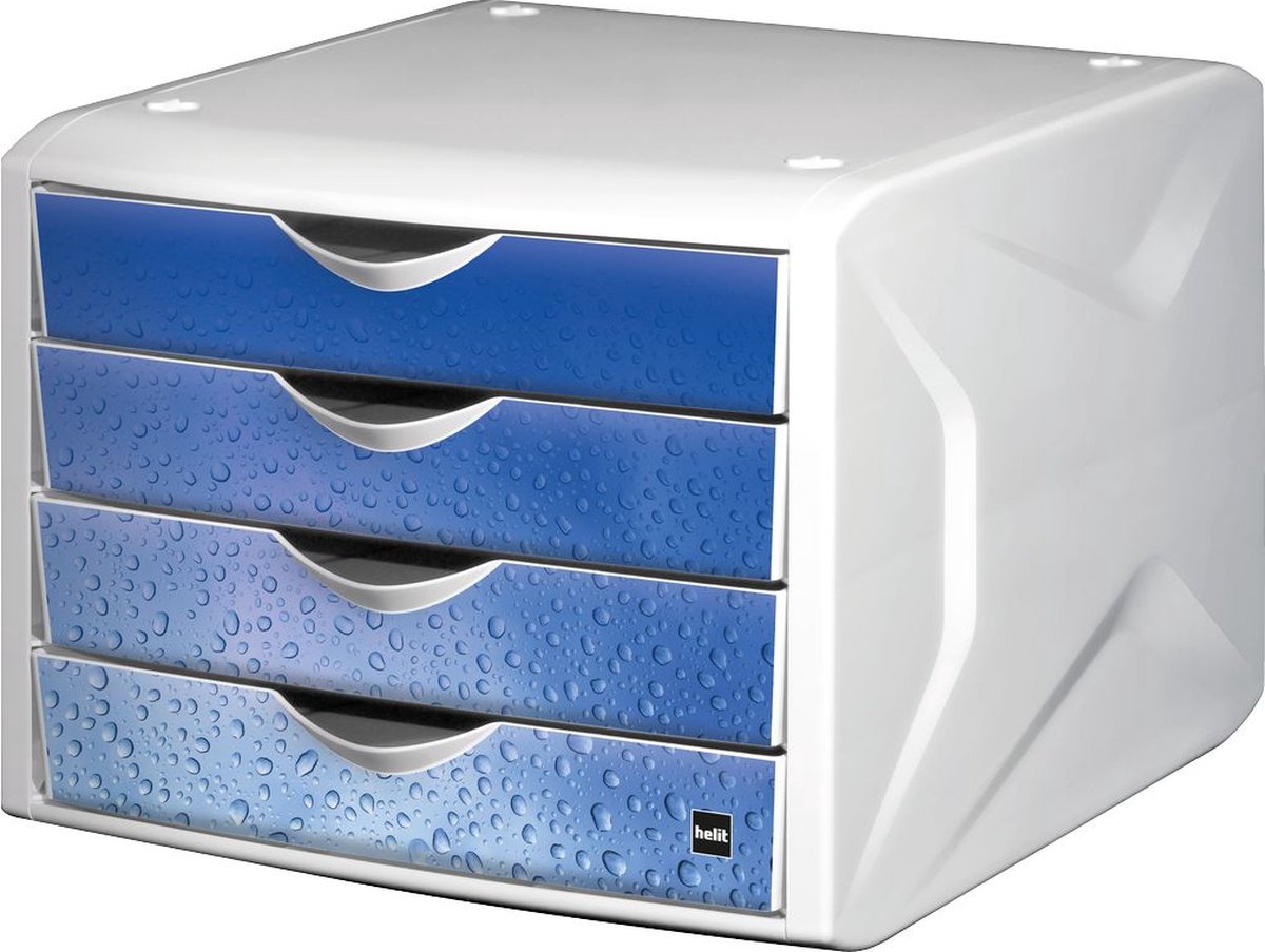 Helit Schubladenbox Chameleon H6129634 4Schübe A4/C4 cool water