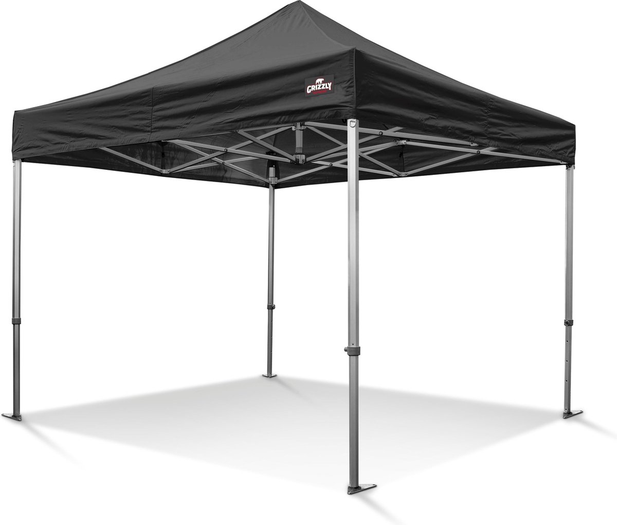 Easy-Up Partytent 3x3 m|Vouwtent GO-UP40-PVC mm Aluminium met All Season Ribstop PVC Doek Zwart Incl. gratis transporttas op wielen en spanbandenset met haringen