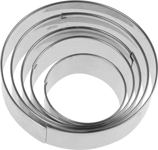 Set Découpes - 5 Cercles - 3 à 7CM - Formes rondes pour découper pâte à biscuits, Fondant, Argile , etc. Acier inoxydable