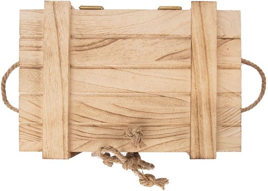 Boîte de rangement avec couvercle en bois 36x26x16 cm - Opbergbox - Panier de rangement