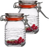 Urban Living Weck pot / pot de conservation - 2x - mini - 70 ml - verre - avec fermeture à clip - D5 x H8 cm
