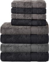 Bol.com Komfortec Handdoekenset – Set van 8 - 4x Handdoek 50x100 cm en 4x Badhanddoek 70x140 cm - 100% Katoen - Antraciet/Zwart aanbieding
