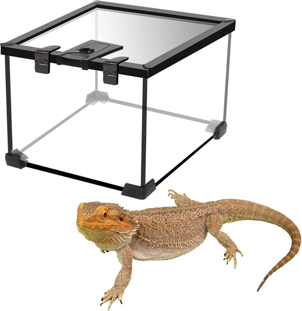 VEVOR Schildpadhabitat, houten schildpadhuis binnen en buiten, rollende schildpadbehuizing met lichtstandaard, reptielenbehuizing voor kleine dieren met pootjes, wielen, voor gekko, hagedis, slang