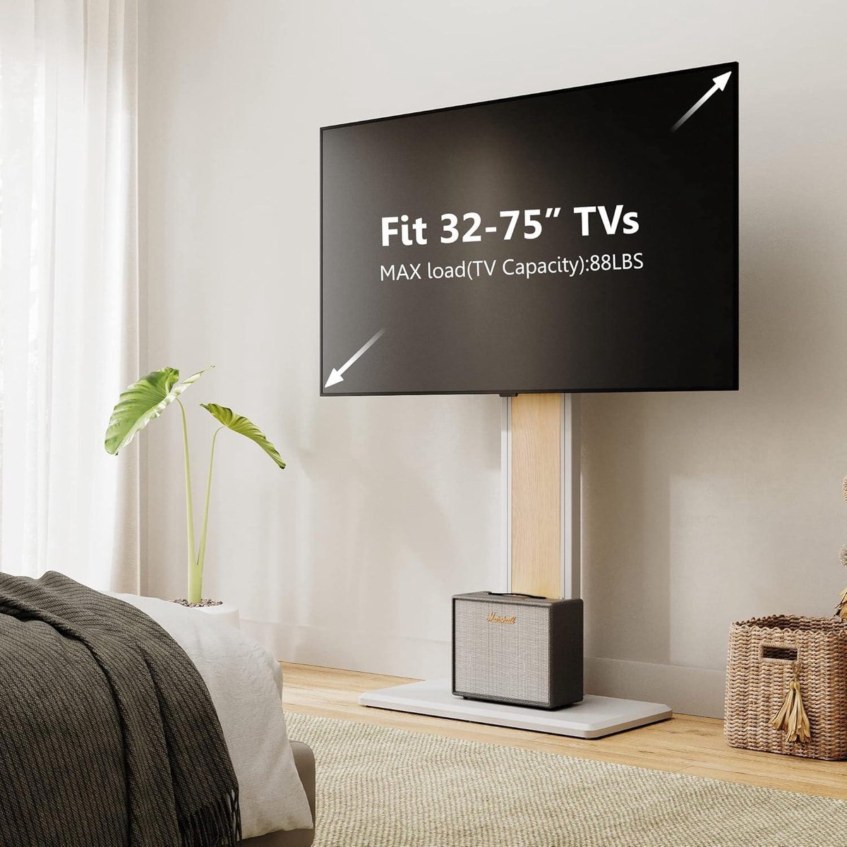 Mobiele Tv-standaard In Hoogte Verstelbaar – Voor 32-86 Inch, Tot 90 Kg, VESA 600x400 Mm, Met Wielen En Plank
