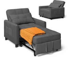 Bealife AR21 Slaapbank 1 Persoons - 3-In-1 Bank met Slaapfunctie - Verstelbare Bedbank -Donkergrijs