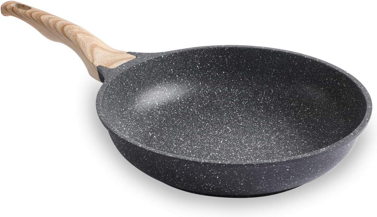 28cm Non Stick Koekenpan - Zwitserse Titanium Antiaanbaklaag - Gratis - Steen Koekenpan