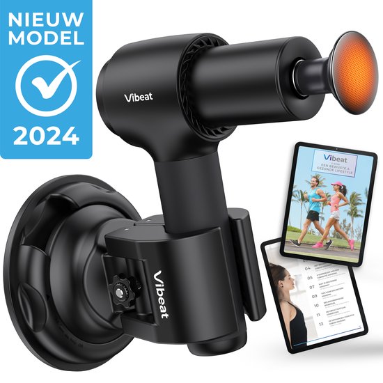 Foto: Vibeat professionele massage gun inclusief gratis houder voor moeilijk bereikbare plekken 7 opzetstukken verwarming tot 65 c opbergtas