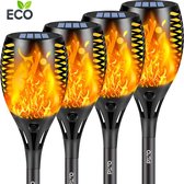 PyroProducts® Lumières Flamme Solaire Exterieure 4 Pack – Éclairage Solar de jardin – Torches de jardin – Résistantes à l'eau – Éclairage extérieur – Lanternes de jardin