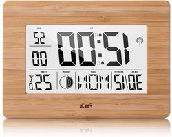 Digitale wekker met grote tafelklok - binnentemperatuur en maanfase - sluimerfunctie - wekkalender voor thuis