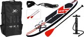 XQ Max SUP Board - Planche à pagaie Opblaasbaar - Set complet R - Avec pompe / sac de transport / pagaie réglable / corde à la cheville / kit de réparation - Max. 150KG - 320x76cm - Rouge