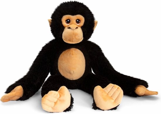 Keel Toys pluche knuffel chimpansee aap - zwart - 38 cm - Apen knuffels ...