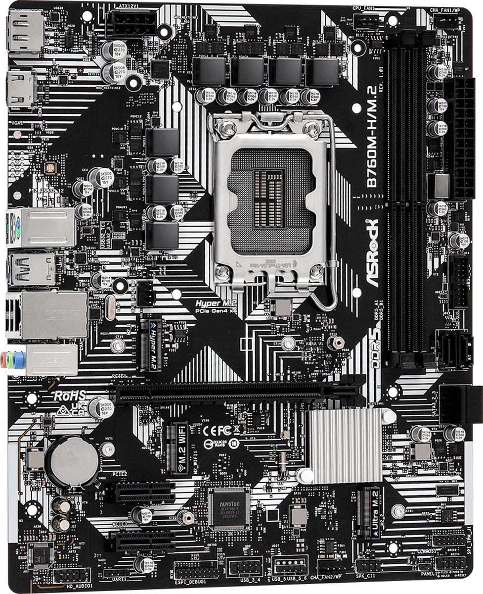 Asrock B760M-H/M.2 Intel B760 Lga 1700 Micro Atx moederbord - afbeelding 2