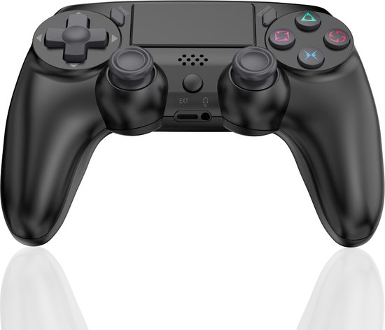 Ntech PS4 Controller Geschikt voor PS4 en PS3 - ps4 game controller Draadloos P47 - Zwart - Audio Jack Input - Touch Sensor - Dual Trilmotoren Draadloze Controller