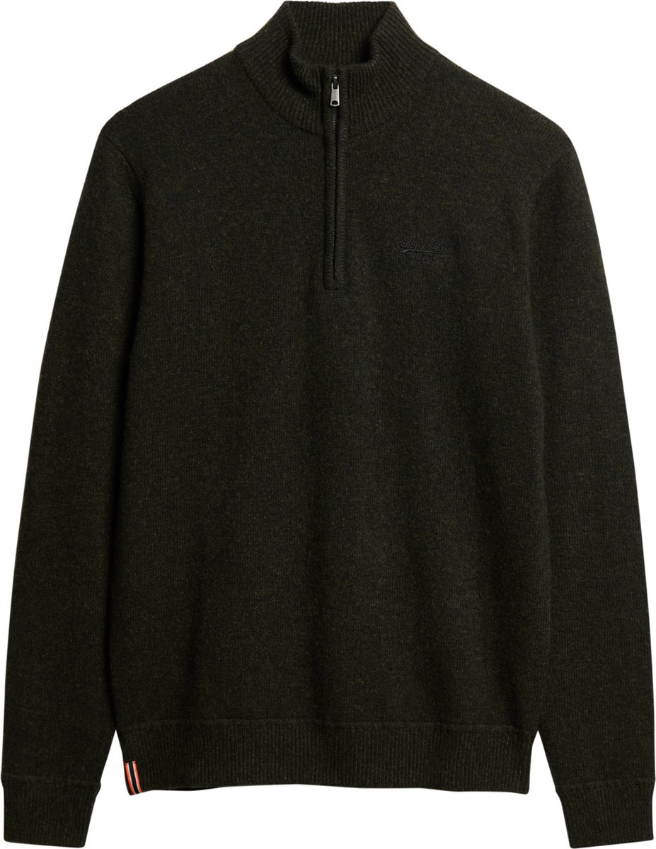 Superdry ESSENTIAL EMB KNIT HALF ZIP Heren Trui Dark Moss Marl