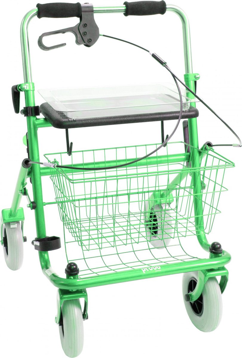 Goedkoopste Premis Provo - Rollator - 2de Generatie - Duwbeugel - Met één hand te bedienen - Rechtshandig - Metallic Appelgroen