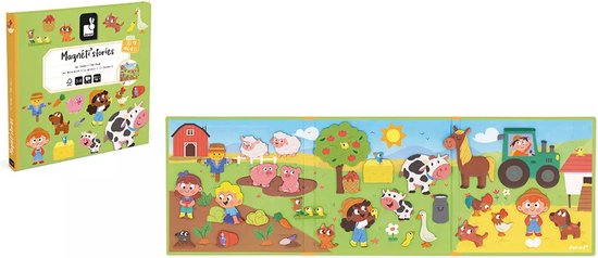 Janod - Magneti Stories Boerderij – Educatieve Magneetset Met 30 Magneten – Magneetboek - Fantasierijk Speelgoed - Geschikt Voor Kinderen Vanaf 3 Jaar