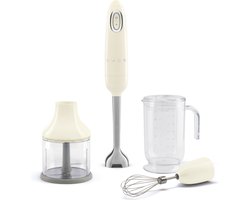 SMEG HBF03CREU Staafmixer met Accessoires - 700W - Hakmolen, Garde & 1,4L Maatbeker - Variabele Snelheid & Turbofunctie - FlowBlend - '50s Style - Crème