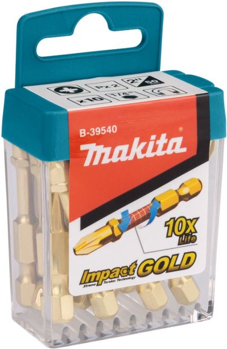 Makita B-39540 Slagschroefbits PZ2x50mm per 10 stuks