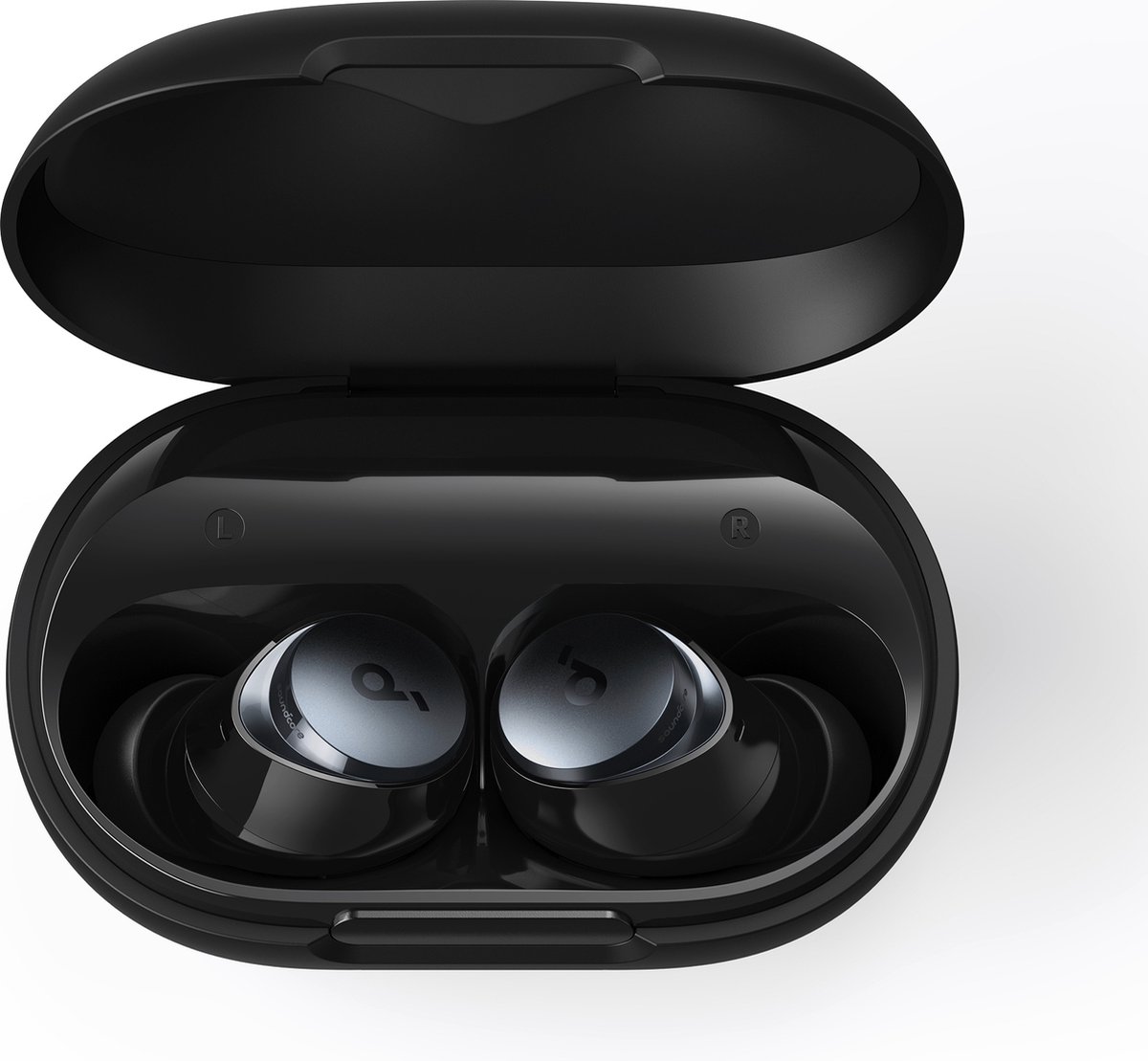 kwmobile Strap Compatible with Anker Soundcore Space A40 - Silicone Cord Holder for Wireless Earphones - Black - Online Radio