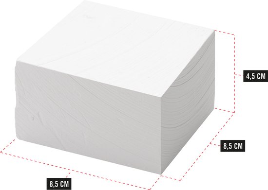 Wit blokje magnesium met afmetingen 8,5 x 8,5 x 4,5 cm.