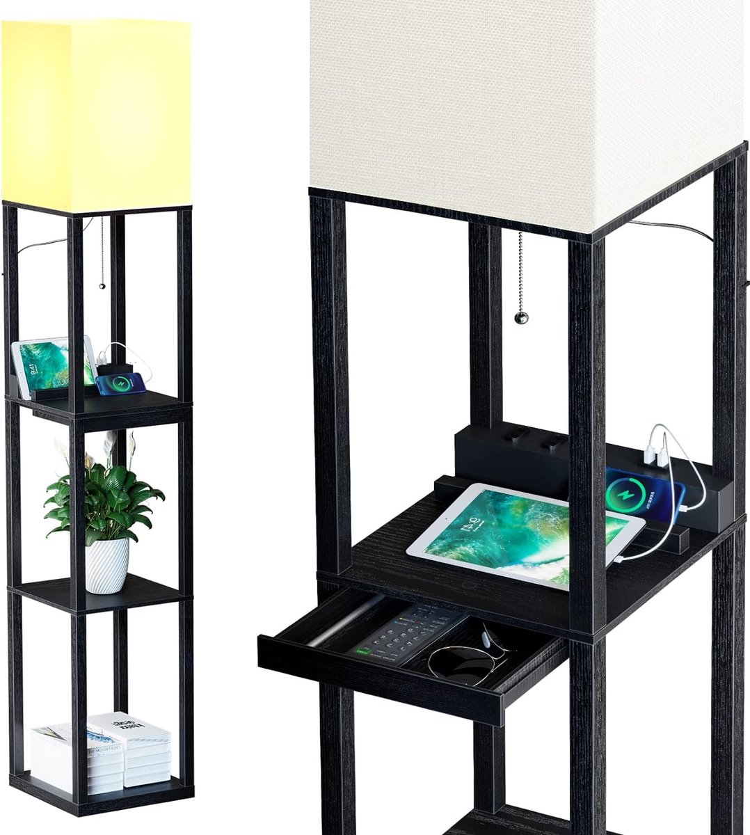 LED Vloerlamp met Verstelbare Kleurtemperaturen en USB-Oplaadpoorten voor Woonkamer en Slaapkamer