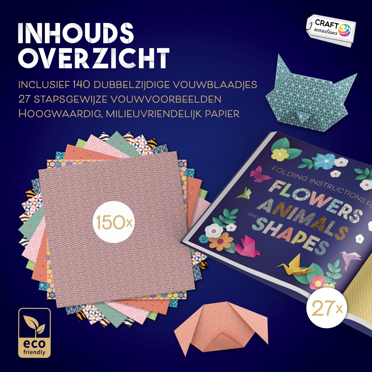 Origami Papier Boek Professioneel 140pcs - Origami boeken 16 x 16 CM - Vouwvoorbeelden van Dieren, Bloemen en Vormen - Knutselen Voor Kinderen en Volwassenen - Origami vouwen — afbeelding 6