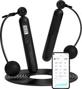 Regal Tech® Elektrisch Springtouw - Digitaal Springtouw met App - Draadloos Springtouw - Professioneel springtouw met teller - LCD-display - Incl. draadloze optie - Zwart