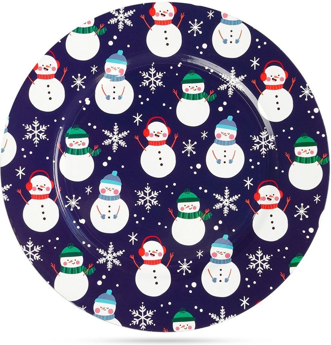 Vilde Onderbord Marineblauw Sneeuwpop 33 cm Bord Onderborden Kaarsenbord Onderzet Bord Decoratieve Rand