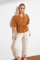 Chemisier camel Trendyol à double rangée de Boutons et nœud Twoss21Bz0287