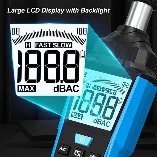 Sonomètre Portable - Mesure De 30 à 130 DB - Écran LCD Rétroéclairé - Parfait Pour Voisins Bruyants Ou Atelier