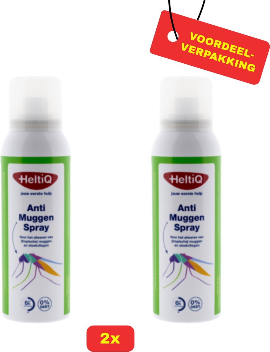 Goedkoopste 2X HeltiQ Anti-Muggenspray - 2x 100ml - Voordeelverpakking!