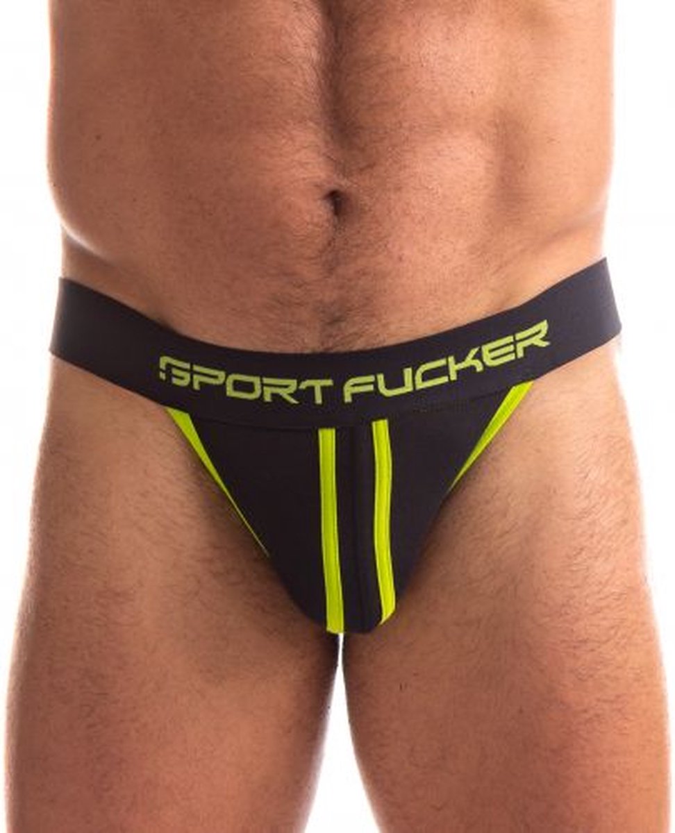 Goedkoopste Sport Fucker - Jersey Jockstrap Herenslip - Zwart/Geel L