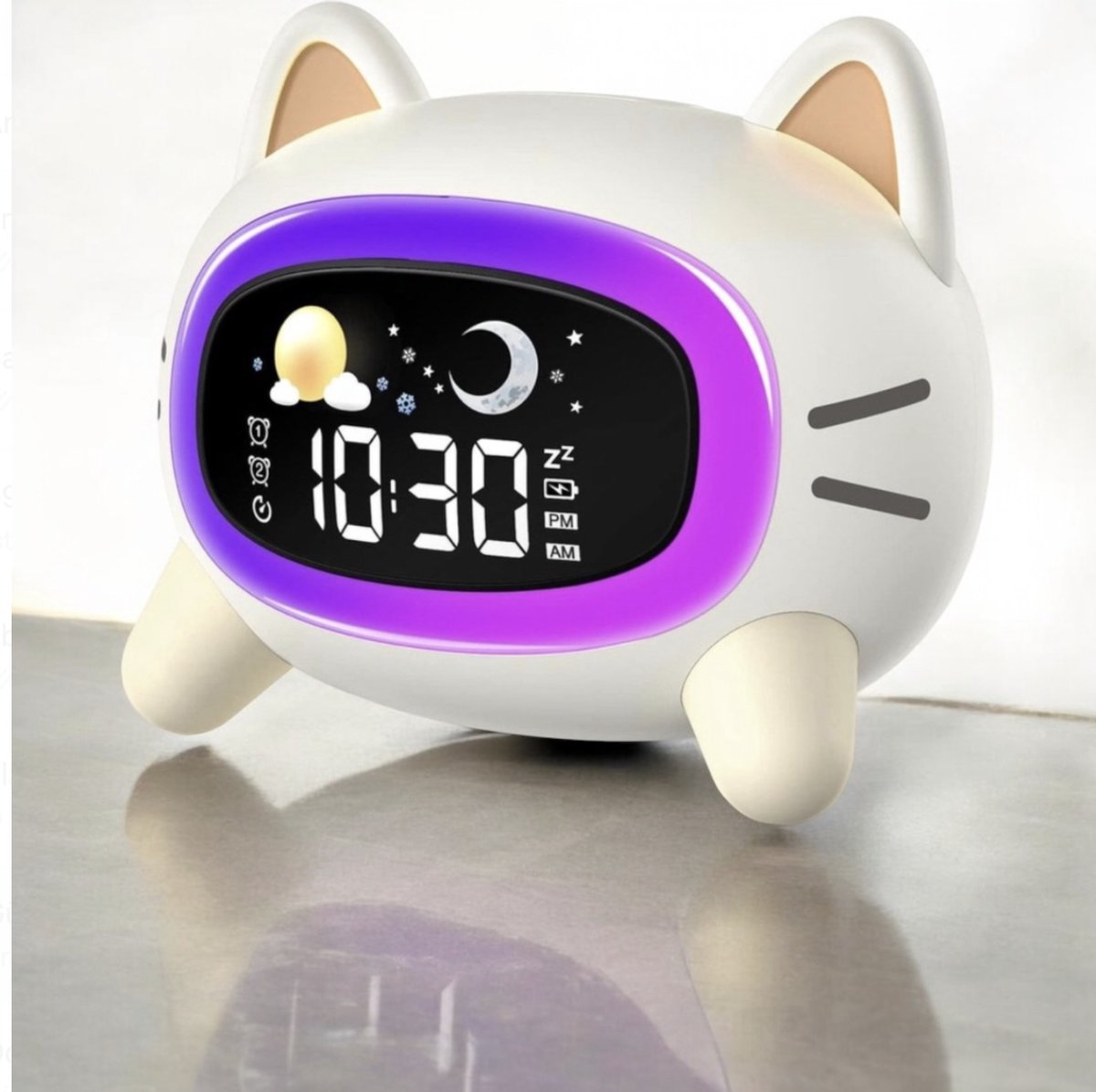 Bol.com Slaaptrainer - Kinderen Wekker Slaap Trainer Klok Maan en Zon Kinderen Wekker Slaap Geluid Machine Digitale Batterij Aan... aanbieding