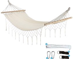 Fleau Goods Luxe Hangmat met Spreidstok - Sierlijke Franje - 100% Katoen - Inclusief ophangmateriaal & Draagtas - 100 x 200cm - Geen Standaard
