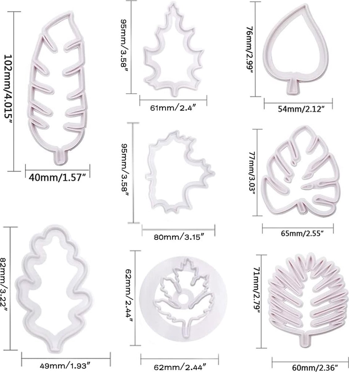 Emporte-pièces Feuilles Souples - Lot De 8 Formes Différentes Pour Pâtisserie, Fondant, Pâte à Sucre, Biscuits - Matériau Alimentaire Sûr - 6