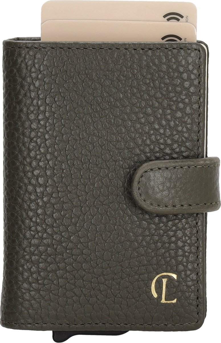 Charm London Washington Creditcard etui - 100% Leer - Leren Tas - Donkergroen